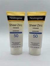 Lot of 2 EXPIRED Neutrogena Sheer Zinc Mineral Sunscreen SPF 50 3oz