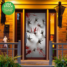 Halloween Door Cover 3D Zombie Bloody Hands Haunted House Decoration 72X30 Inch