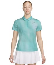 Nike Womens Victory Dri-fit Short-Sleeve Printed Golf Polo Shirt, Teal, L