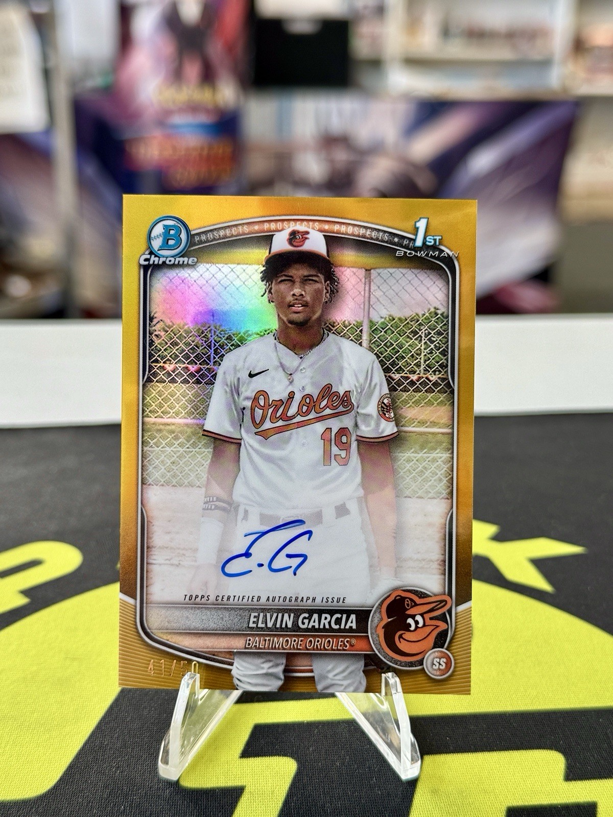 2025 Bowman Chrome Prospect Autographs Elvin Garcia #CPA-EG Gold /50 Orioles