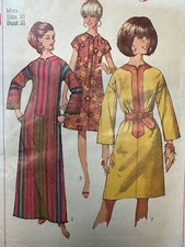 VNTG 1970 Pattern MAXI Caftan Tunic Dress COLOR BLOCK Simplicity 7018 Sz10 B31