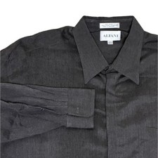 Alfani Mens Gray 17 1/2 32-33 Long Sleeve Button Down Rayon Shirt