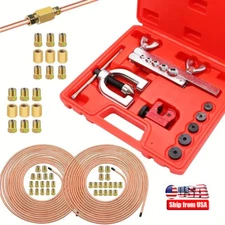 Copper Coated Brake Line Kit with Fittings Single Flaring Tool Kit, 25 ft Tubing