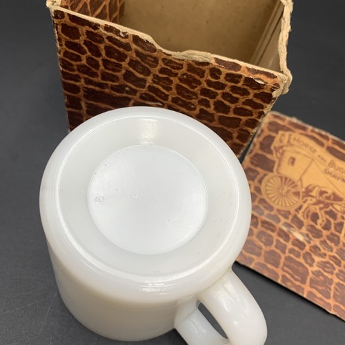 VTG Churchill Horse And Buggy Days Shaving Mug White Milk Glass Original Box - Picture 5 of 7