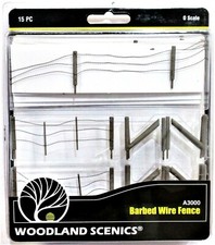 O Scale Woodland Scenics A3000 Barbed Wire Fence w/Gates Hinges Planter Pins