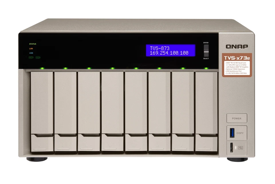 QNAP TVS-873e-4G 80TB (8 X 10TB WD ULTRASTAR) 8 Bay NAS With 4GB RAM - Image 3 of 4