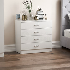 Riano Chest Of Drawers White 4 Drawer Metal Handles Runners Bedroom Furniture For Sale Online