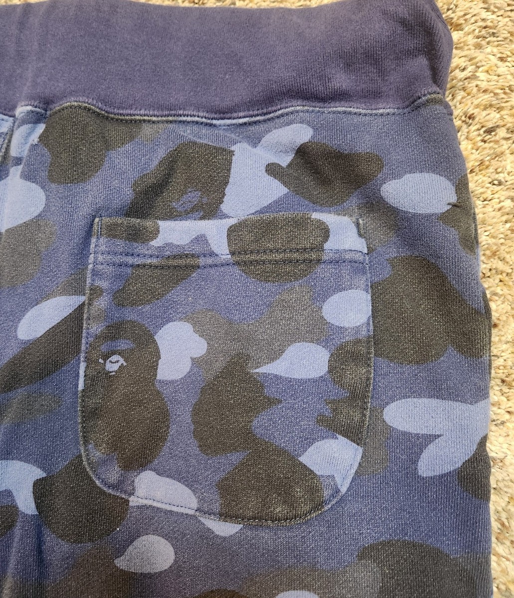 BAPE A Bathing Ape Blue Camo Tiger Cotton Sweat Pants Size BAPE A Bathing Ape Blue Camo Tiger Cotton Sweat Pants Size
