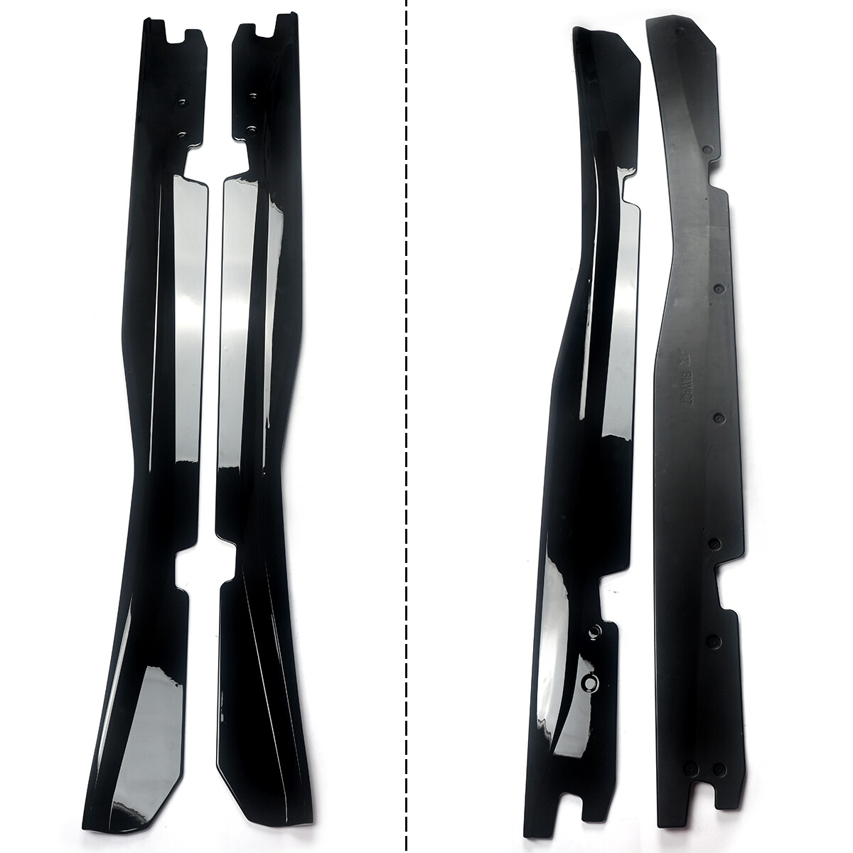 Carbon flash front splitter and side skirts