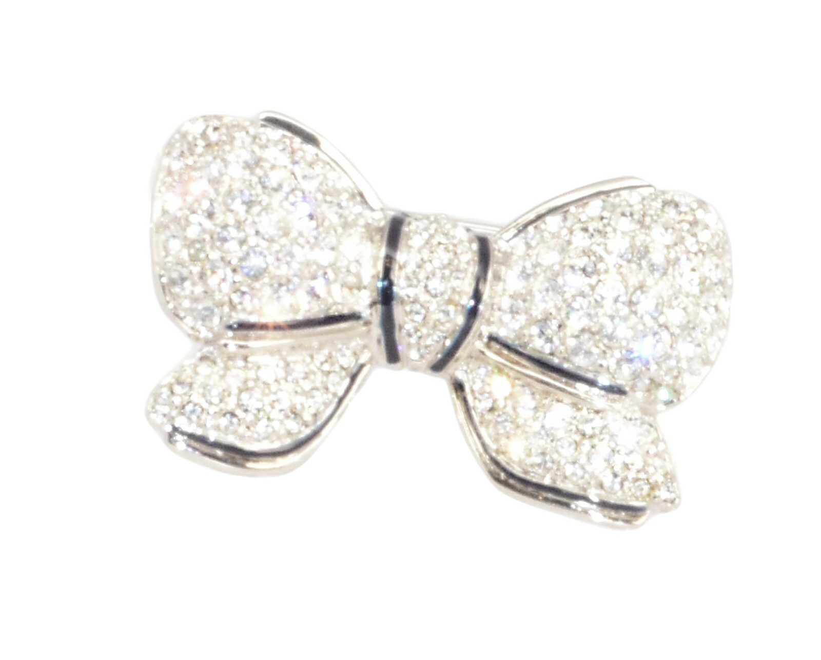 Swarovski Royal Blue Enamel Bow Brooch with Pave Crystals