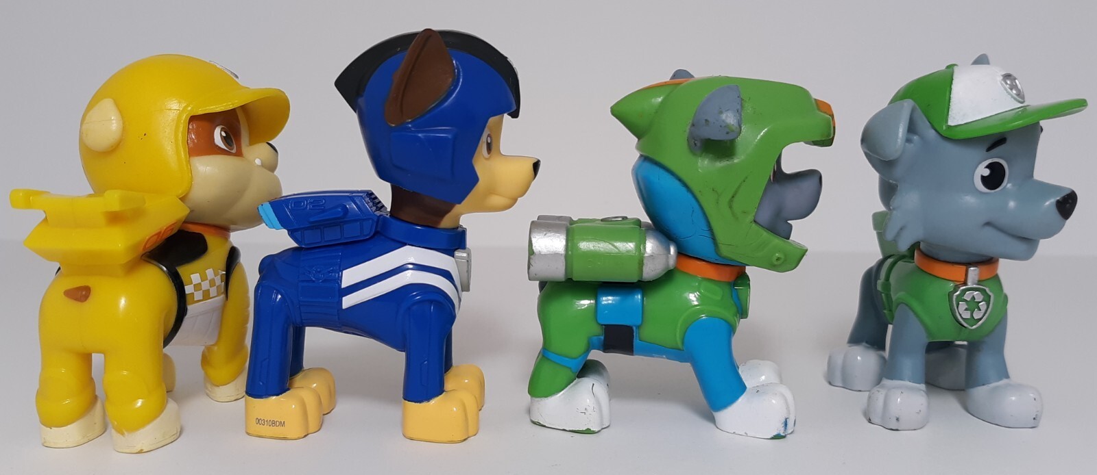 Nick Jr Paw Patrol Race & Go 2" 4 Figures Lot Rubble Chase & 2 Rocky