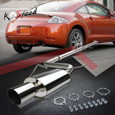 4''ROLL SLANT MUFFLER TIP CATBACK EXHAUST SYSTEM FOR 06-08 ECLIPSE 6G75 3.8L/V6
