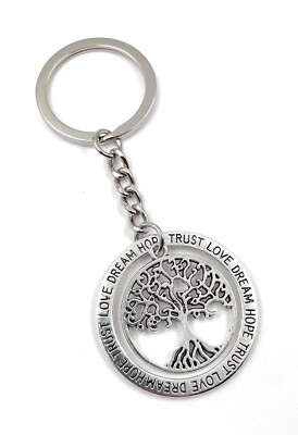 Tree of Life Family Tree Keyring Silver Metal Pendant Charm