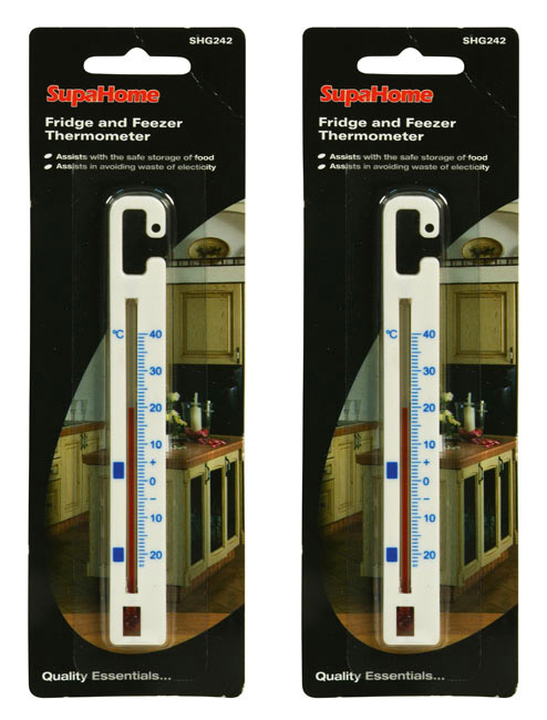 2x SupaHome Fridge Freezer Vertical Hanging Food Kitchen Thermometer - White