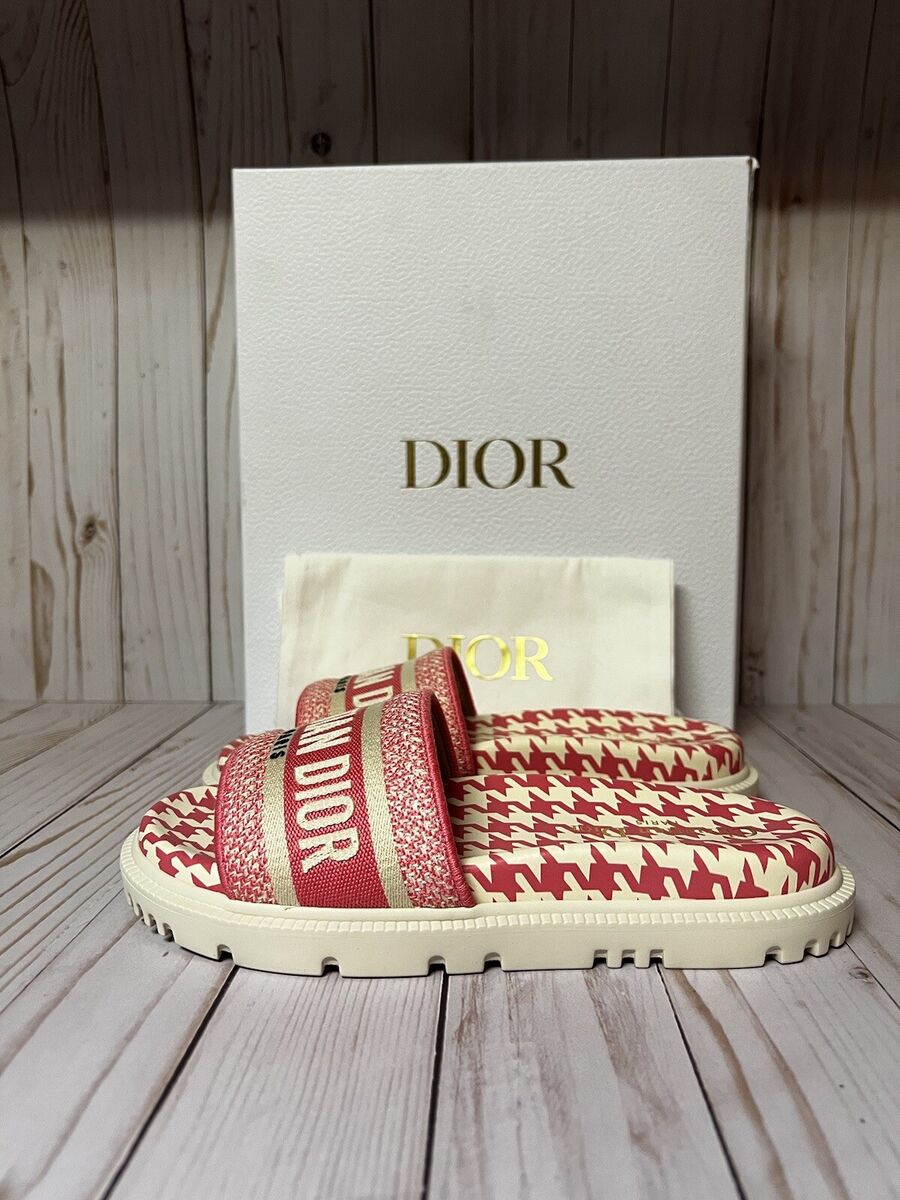 Christian Dior Dway Embroidered Slide Sandal Peony Pink Sz Christian Dior Dway Embroidered Slide Sandal Peony Pink Sz