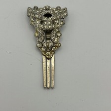 Vintage Hair Clip White Rhinestone Art Deco Geo Barrette Hinged 2.25 Inch