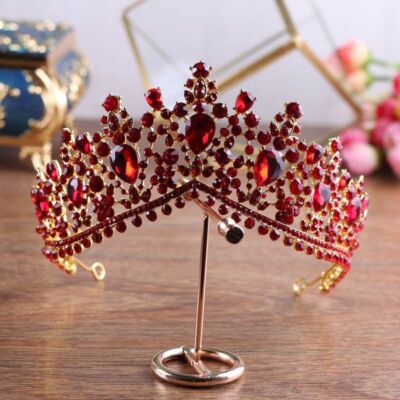 Women Elegant Rhinestone Tiaras Baroque Crystal Crown Vintage Bride Headband 1Pc