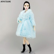 Abrigo de piel de invierno azul ropa para trajes de muñeca de 11,5" accesorios abrigo chaqueta