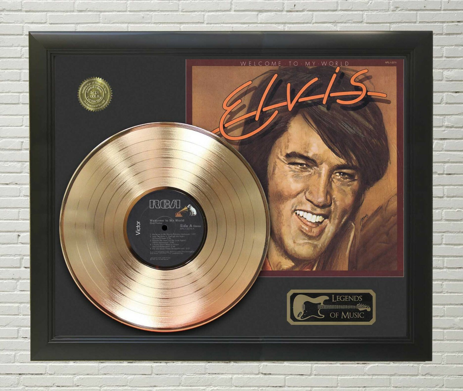 Elvis Presley Welcome To My World Framed Legends Of Music Gold LP Record Display