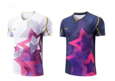 2023 New Li-Ning Men's Badminton T-Shirts Tennis Tops Sport Quick Drying clothes