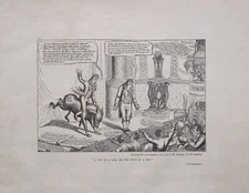 1886 ORIGINAL CARTOON CARICATURE PRINT S. W. FORES ~ BUZ IN A BOX, POET PET