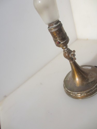 Antique Brass Light Lamp Base Lighting Old Vintage Adjustable "Bryant" 8"H - Picture 11 of 14