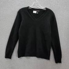 Charter Club Women Sweater Medium Black 100% Cashmere Luxury Long Sleeve READ