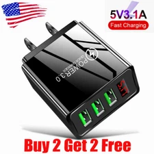 3 Port USB Home Wall Fast Charger for Cell Phone iPhone Samsung Android