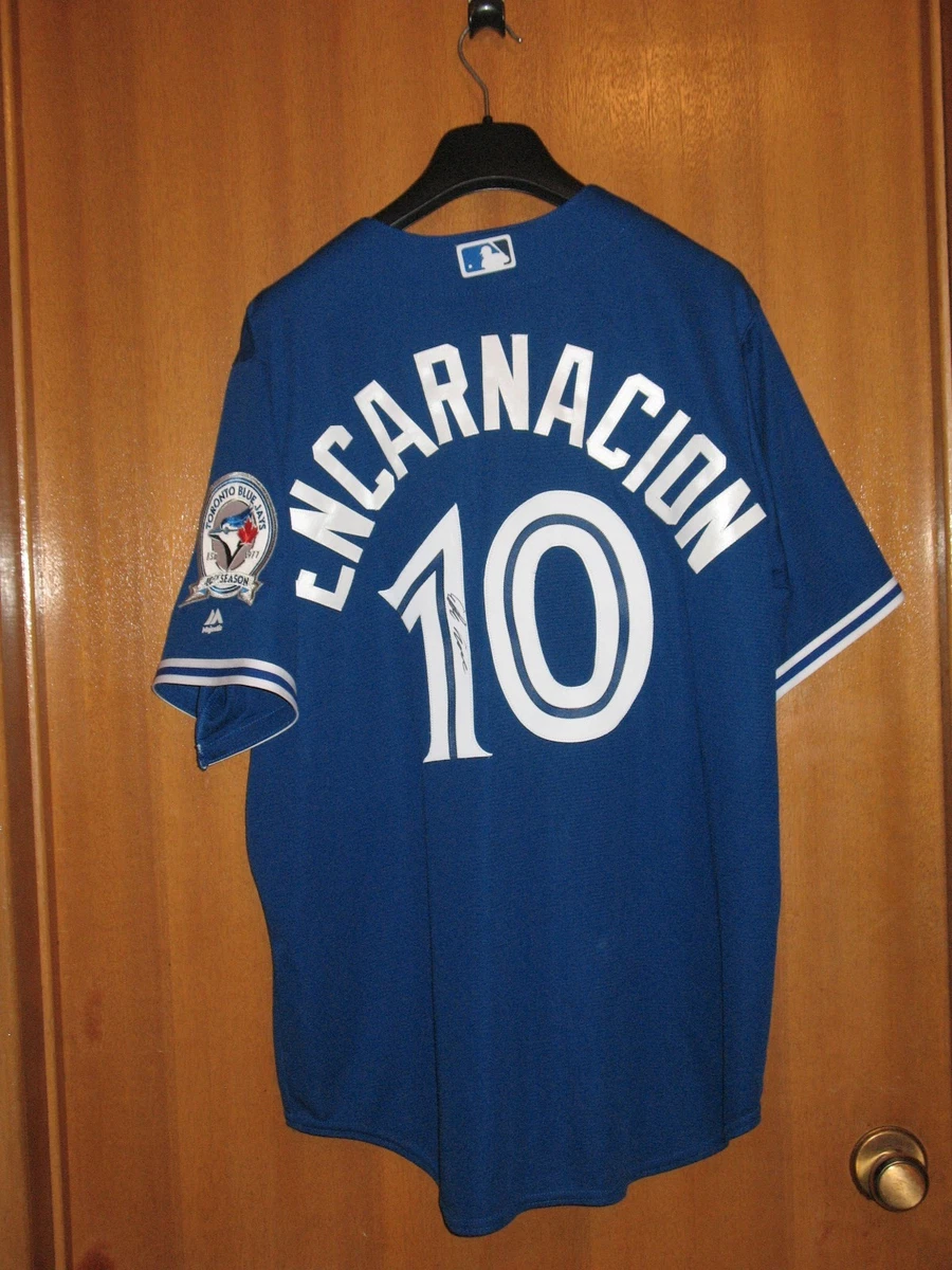 EDWIN ENCARNACION SIGNED TORONTO BLUE JAYS JERSEY 40th Anniversary no  bobblehead