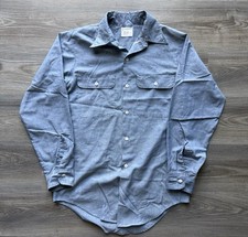 Vintage 70s Big Mac Shirt Mens S Blue Chambray JC Penney Workwear Selvedge