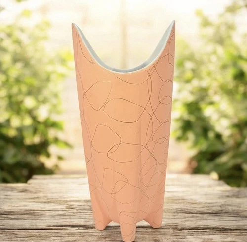 Ceramic vase with silver line decoration by Shawnee Pottery