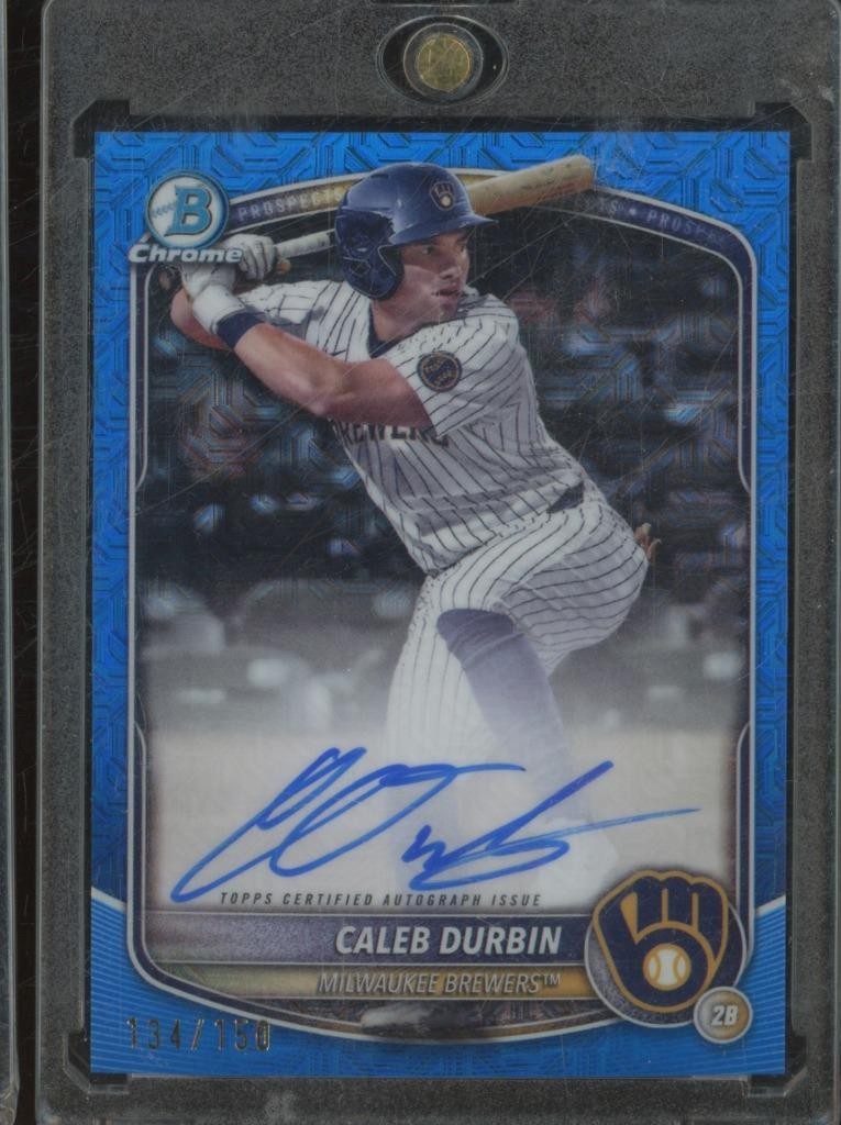 2025 Bowman Chrome Mega CALEB DURBIN Prospect Blue Mojo Refractor Auto /150 ZU1