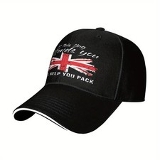 Baseball Cap Distressed Union Jack Men's Baseball Cap Lightweight Hat Black