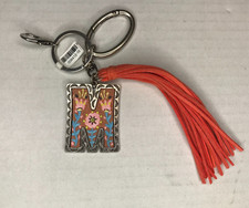 Alphabet Initial Letter M Keychain Cute with Tassel Handbag Accent