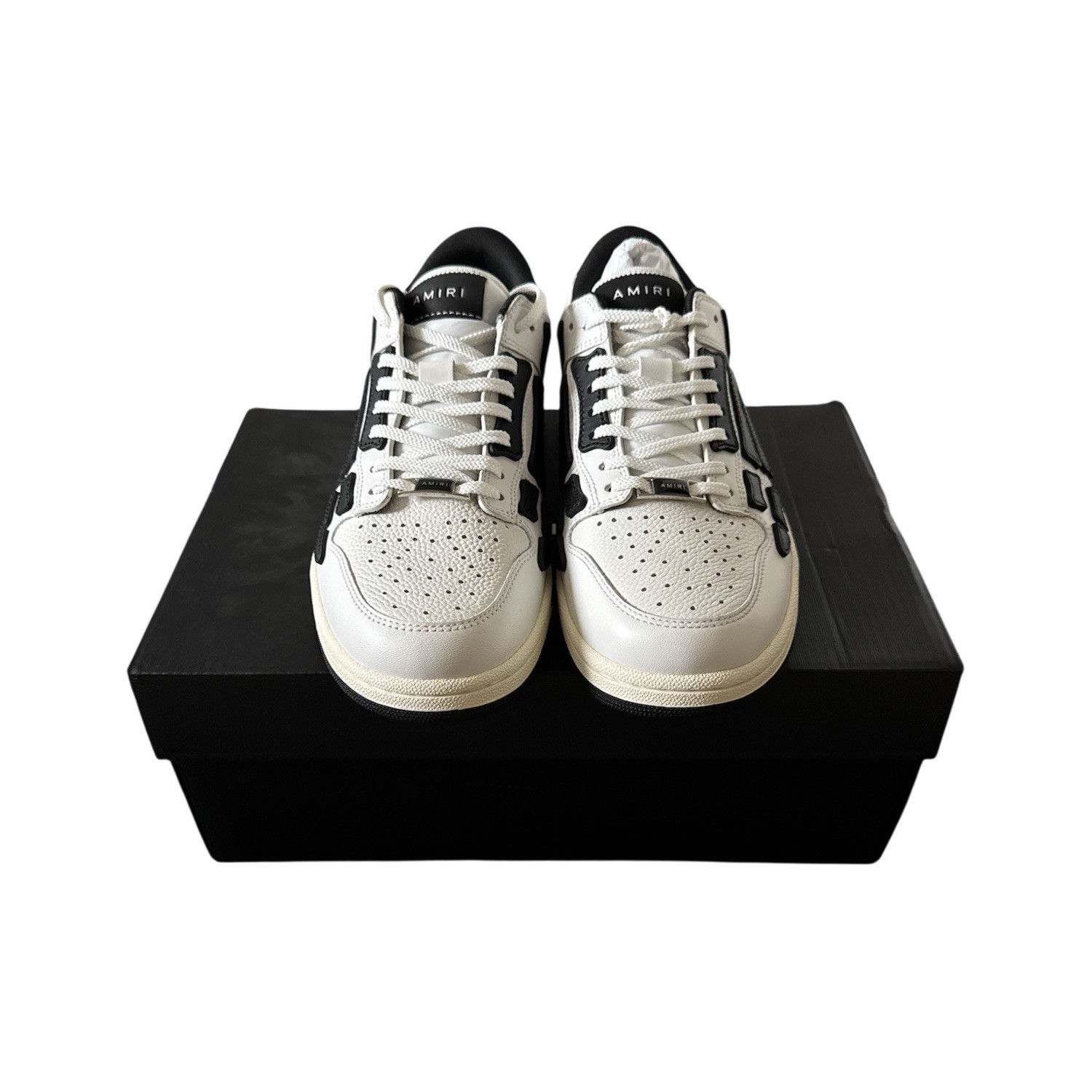 AMIRI Skel Top Low White Black Leather Sneakers Designer Skeleton