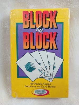 Block by Block Puzzle 3D Adventure Binary Arts 7 Piece Puzzle 60 Cards Vtg 1995