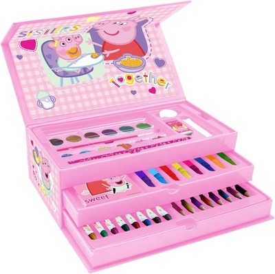 Peppa Pig Bastelbox Etui 52tlg Malset Stifte Farben Kinder Kunst Studio