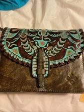 PATRICIA NASH LANZA Tooled Turquoise Leather Crossbody Organizer brown