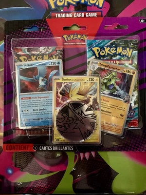 Pokémon JCC Kit FR 2 boosters + cartes brillantes Artikodin Électhor Tyranocif - Photo 1/3