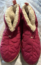 Dearfoams Quilted Pink Bootie Slippers Faux Fur Lined Women's 11/12 Slip On