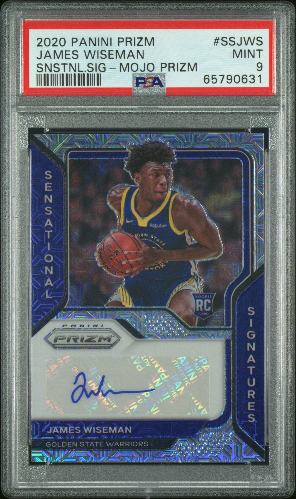 2020 PANINI PRIZM SENSATIONAL #SSJWS JAMES WISEMAN AUTO MOJO PRIZM /25 PSA 9