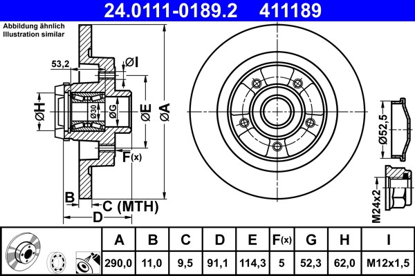 Disques de frein ATE arrière 43 20 218 78R de remplacement pour freinage Renault