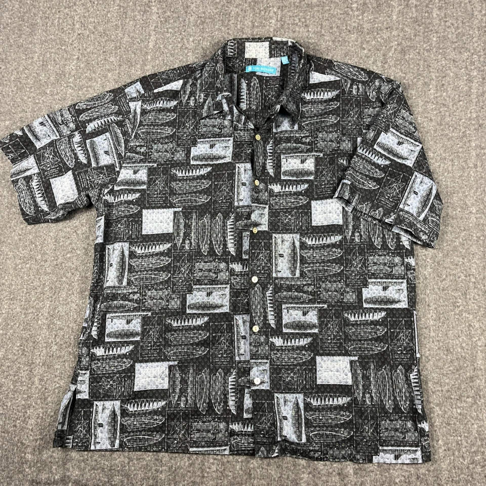 Camisa Tori Richard Hombres XL Multicolor Estampado Barco Algodón Hawaiano Césped Hecha en EE. UU. Foto 2 de 4