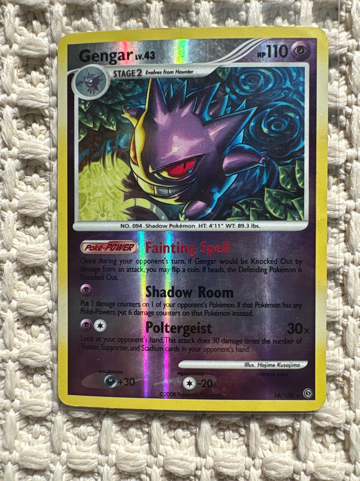 Pokemon TCG 2008 Gengar 18/100 Stormfront Reverse Holo Rare