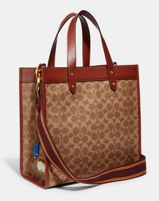 NWT Coach C6846 Field Tote in Signature Canvas Leather With Rexy