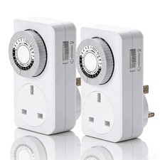 3 x 24 Hour 24HR Mains Plug-In Auto TIMER SWITCH Clock Socket UK 3 PIN LIGHTS