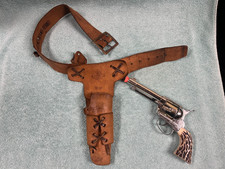 VINTAGE 1950  s Mattel Shootin Shell Fanner Cap Gun and Leather Gun Holster
