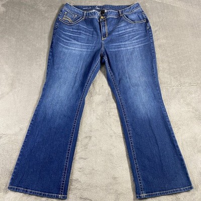 Lane Bryant Jeans Women 26 Blue Slim Boot Genius Fit Embroidered Studded Stretch