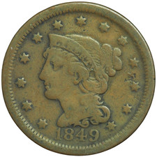 1849 Liberty Head Large Cent Fine Condition *JE