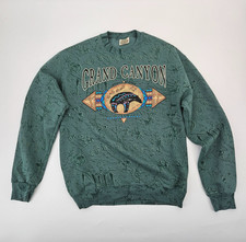 Vintage Fred Harvey Grand Canyon Sweatshirt Men's Size Large Native Green Bear